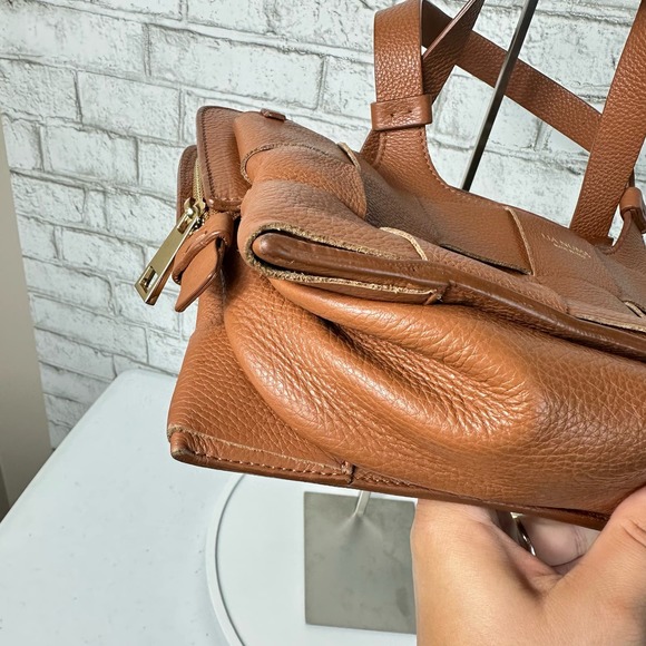 Lia Numa Bag Purse Handbag Leather Woven Basket Weave Made in Italy Brown - Picture 7 of 15